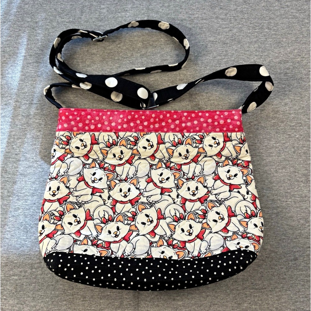 Jenna Claire Boutique Marie Cat Polka Dot Crossbody Bag Charm Quilted Purse Cats